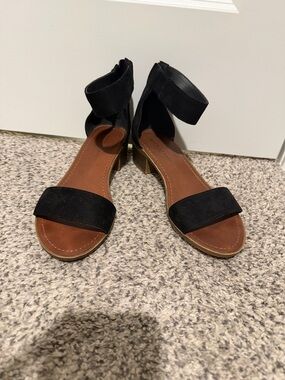 Classic Black Ankle-Strap Block Heel Sandals - Women
